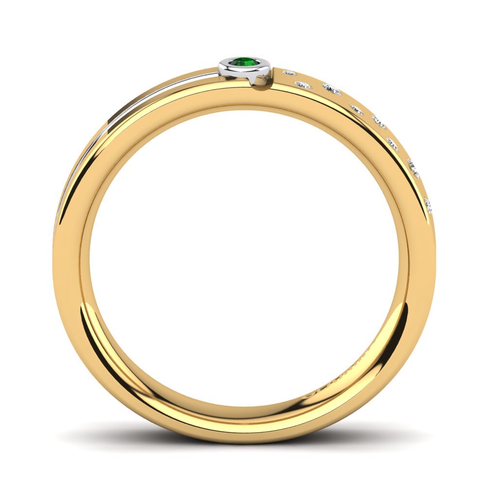 14ct Yellow & White Gold Green Zirconia Men's Ring Bellanca