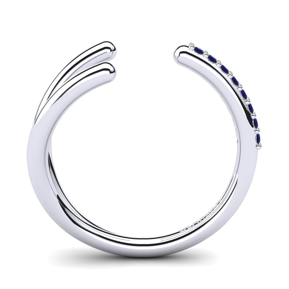 White Silver Dark Blue Zirconia Knuckle Ring Bellanita