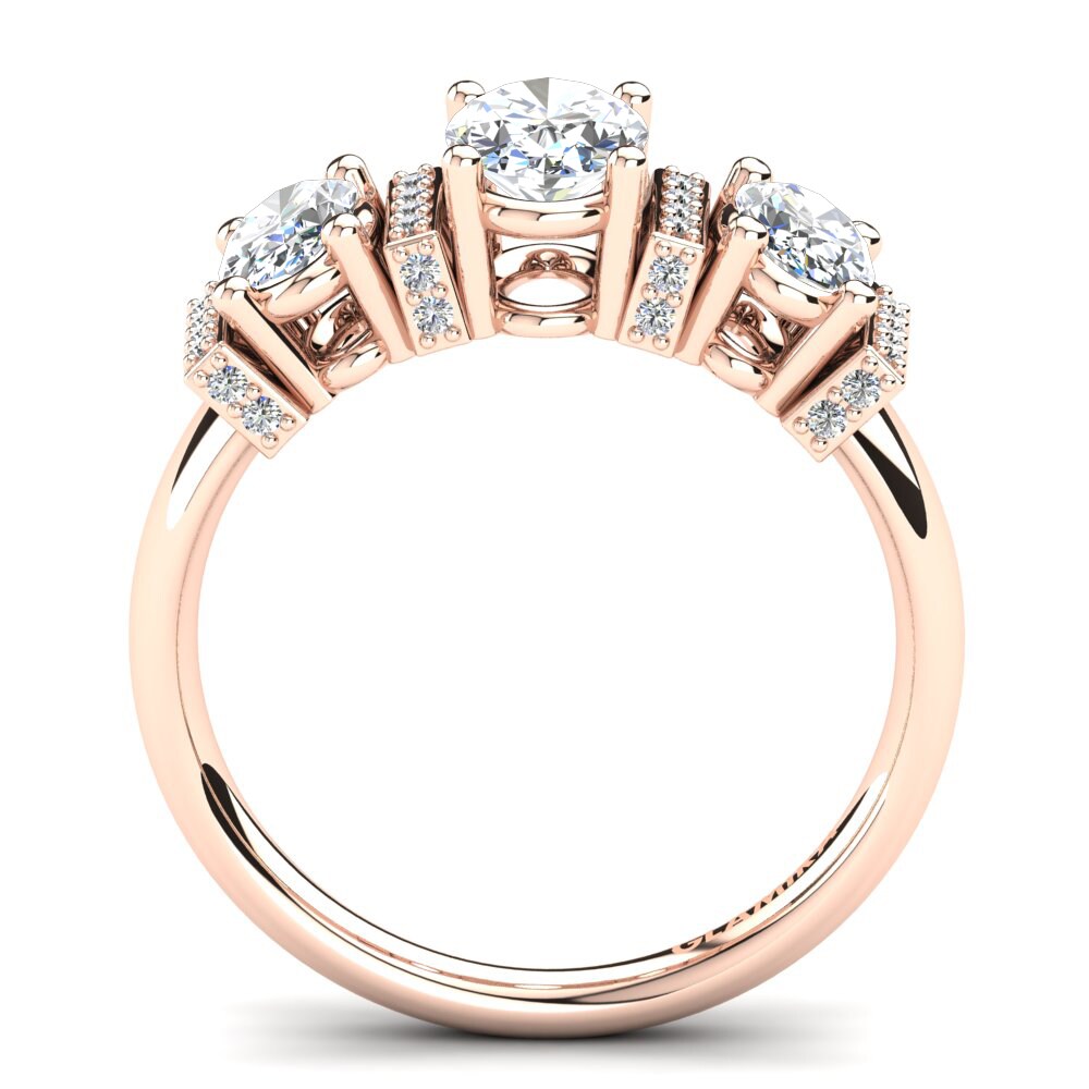 Rotgold 750 Oval Verlobungsringe Jaluite