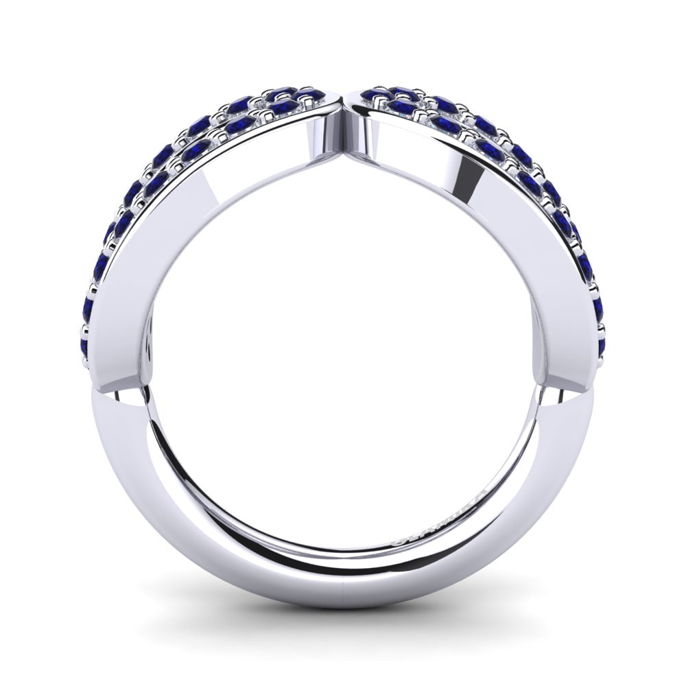 White Silver Dark Blue Zirconia Knuckle Ring Cerelia