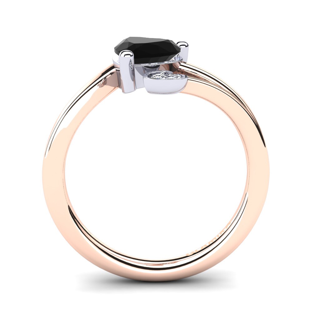 14ct Rose & White Gold Black Onyx Ring Clematis
