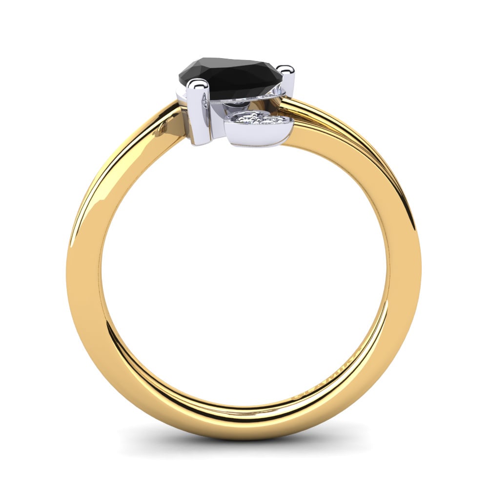 18ct Yellow & White Gold Black Diamond Ring Clematis