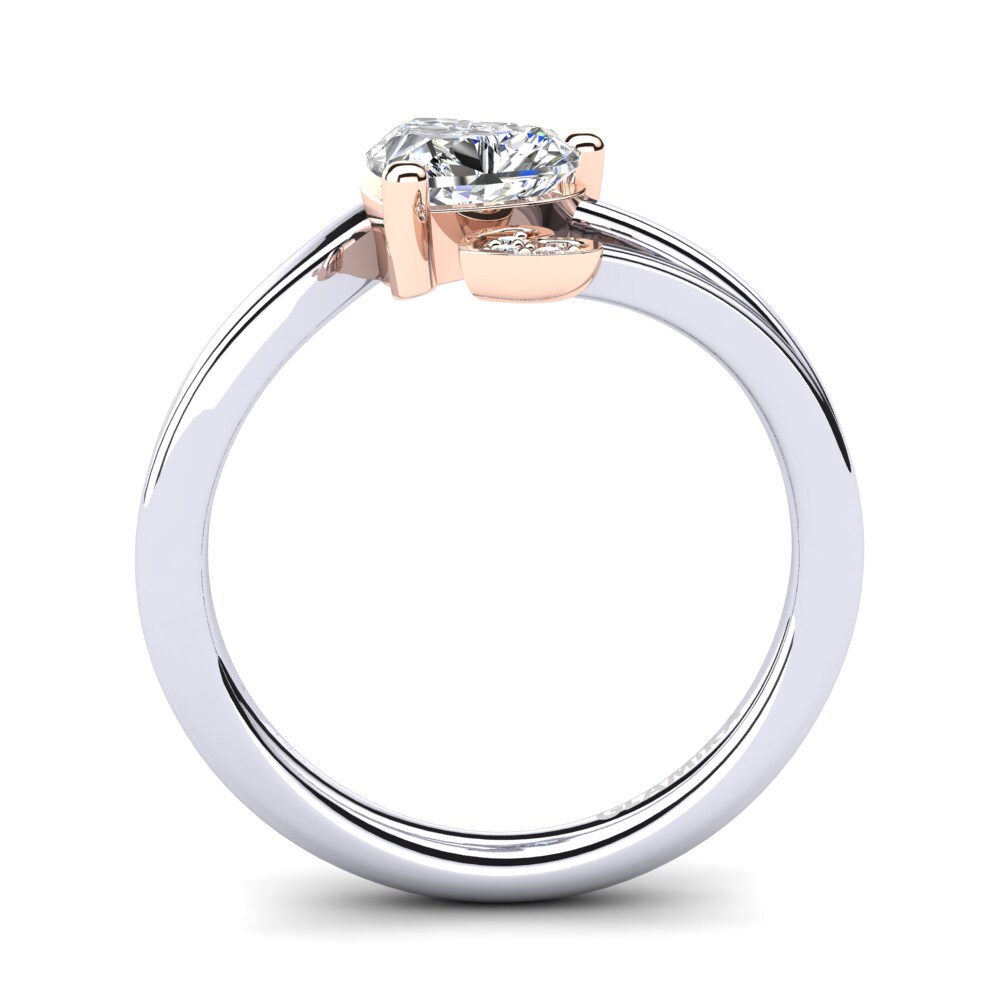 18ct White & Rose Gold White sapphire Ring Clematis
