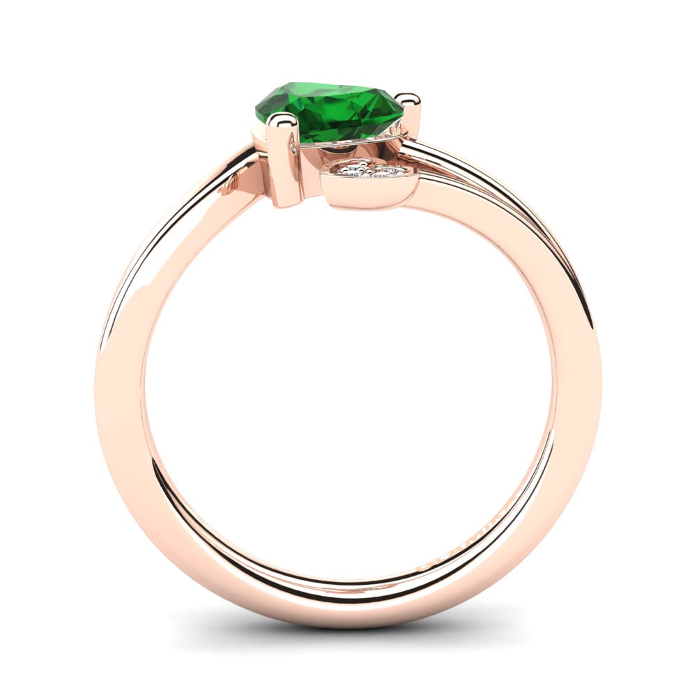 14ct Rose Gold Green Zirconia Ring Clematis