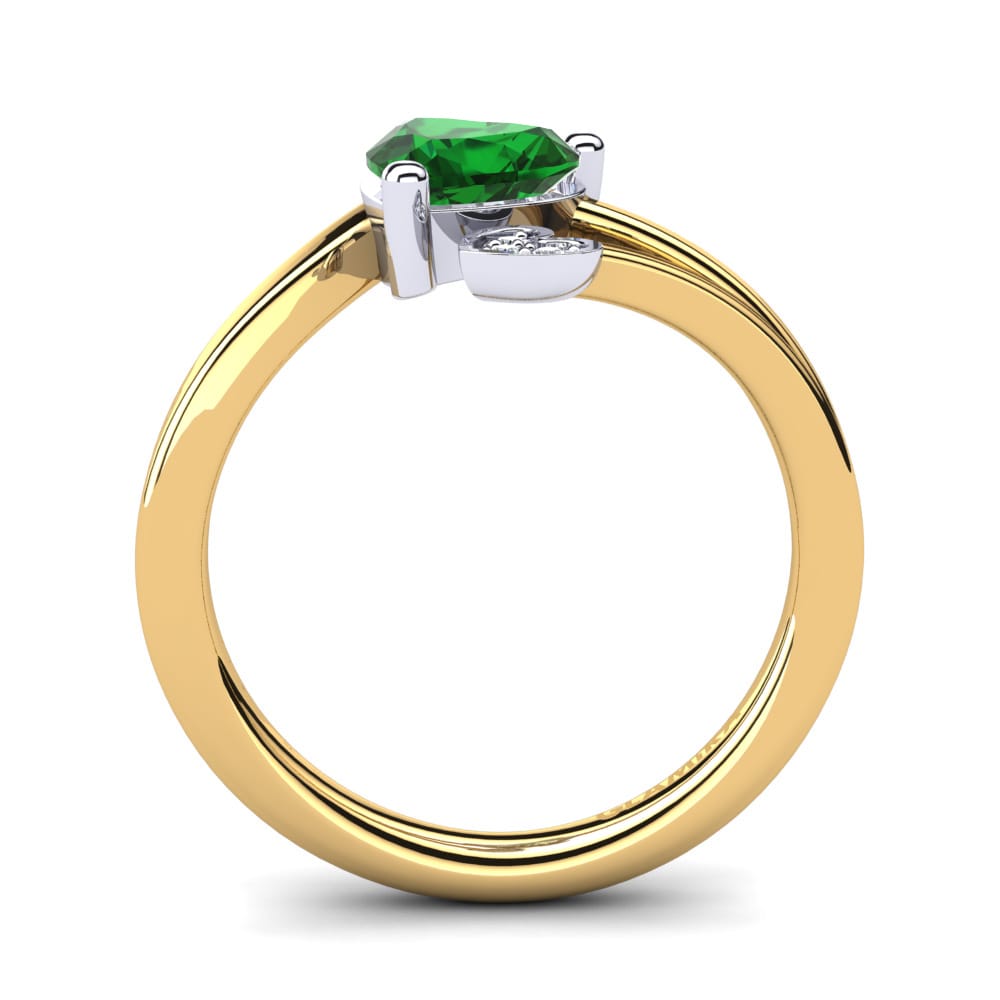14ct Yellow & White Gold Emerald Ring Clematis