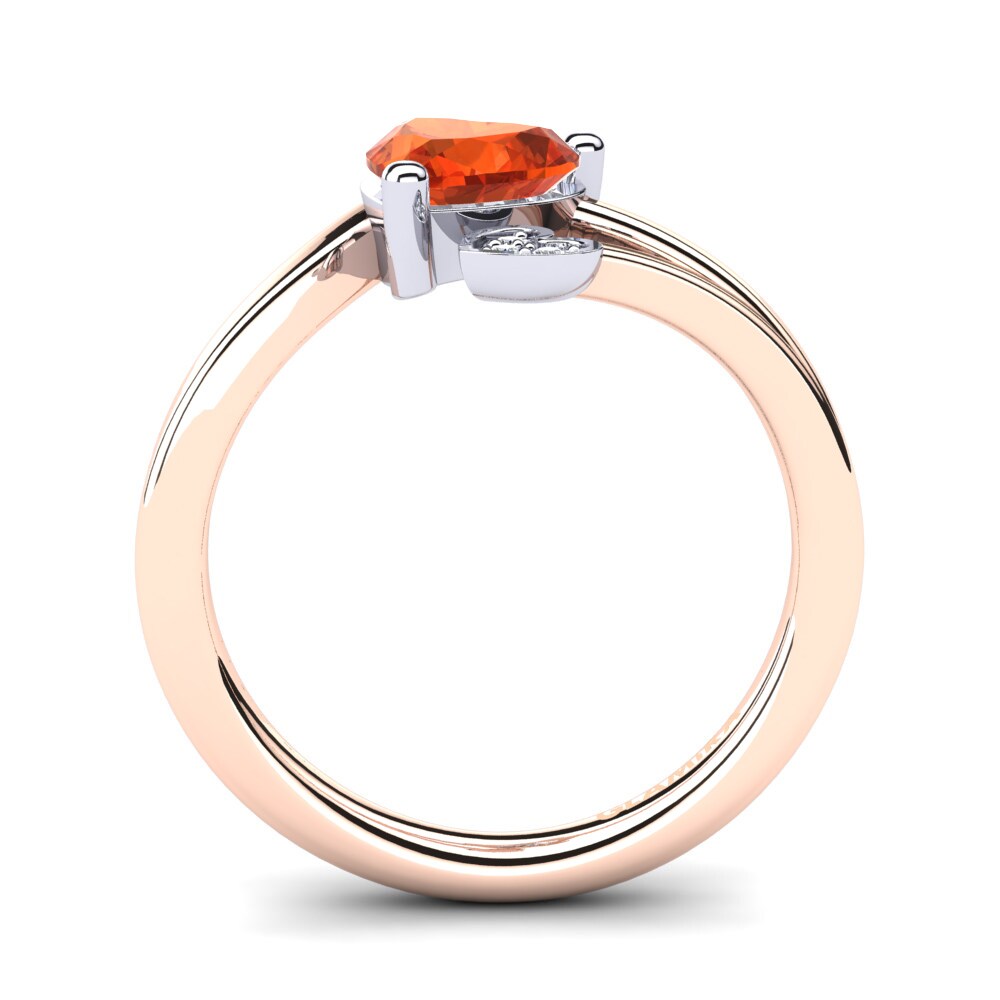 18ct Rose & White Gold Fire Opal Ring Clematis