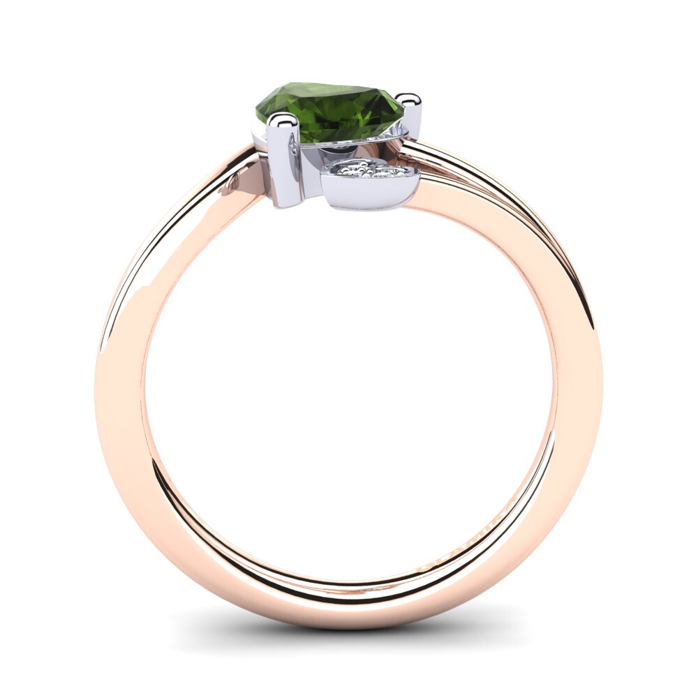 18ct Rose & White Gold Green Tourmaline Ring Clematis