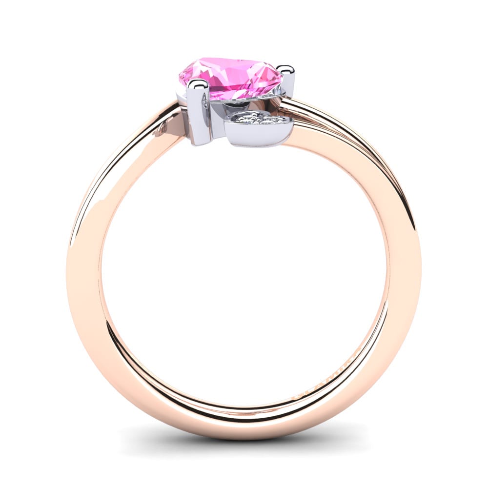 18ct Rose & White Gold Pink Tourmaline Ring Clematis