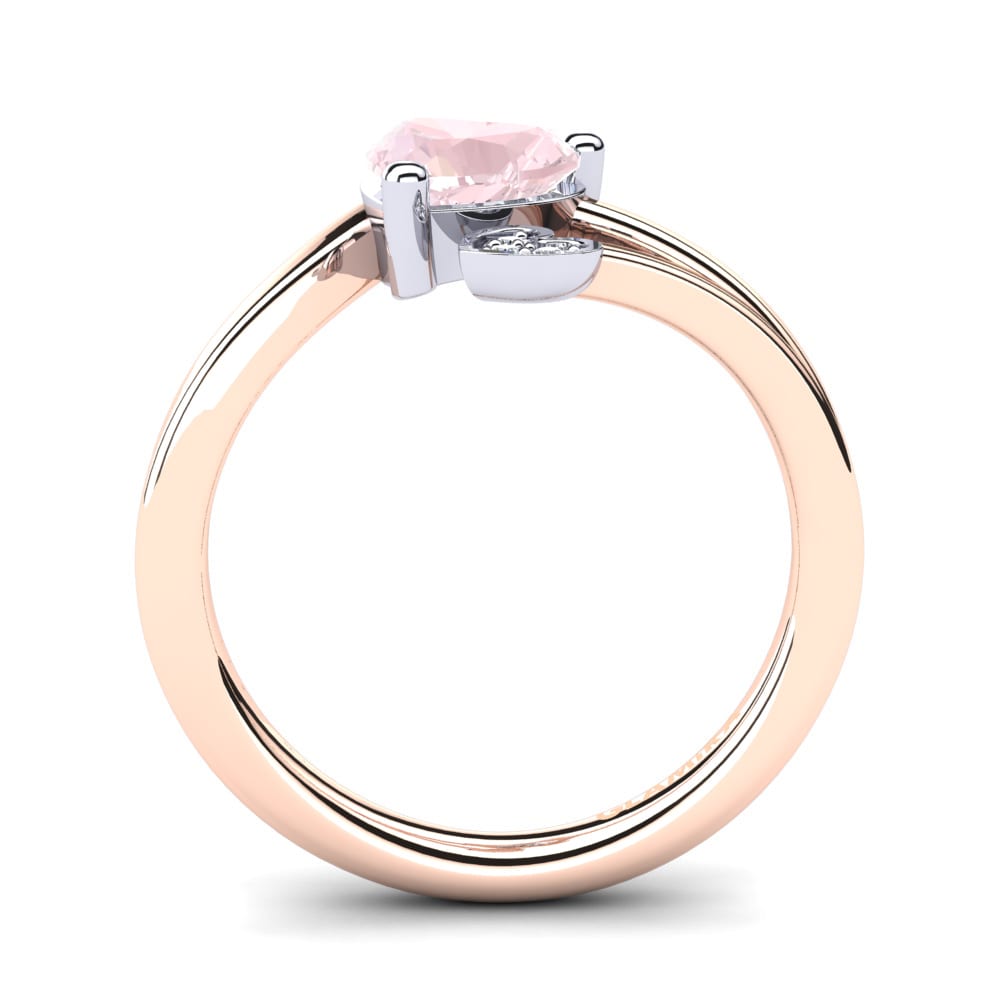18ct Rose & White Gold Rose Quartz Ring Clematis