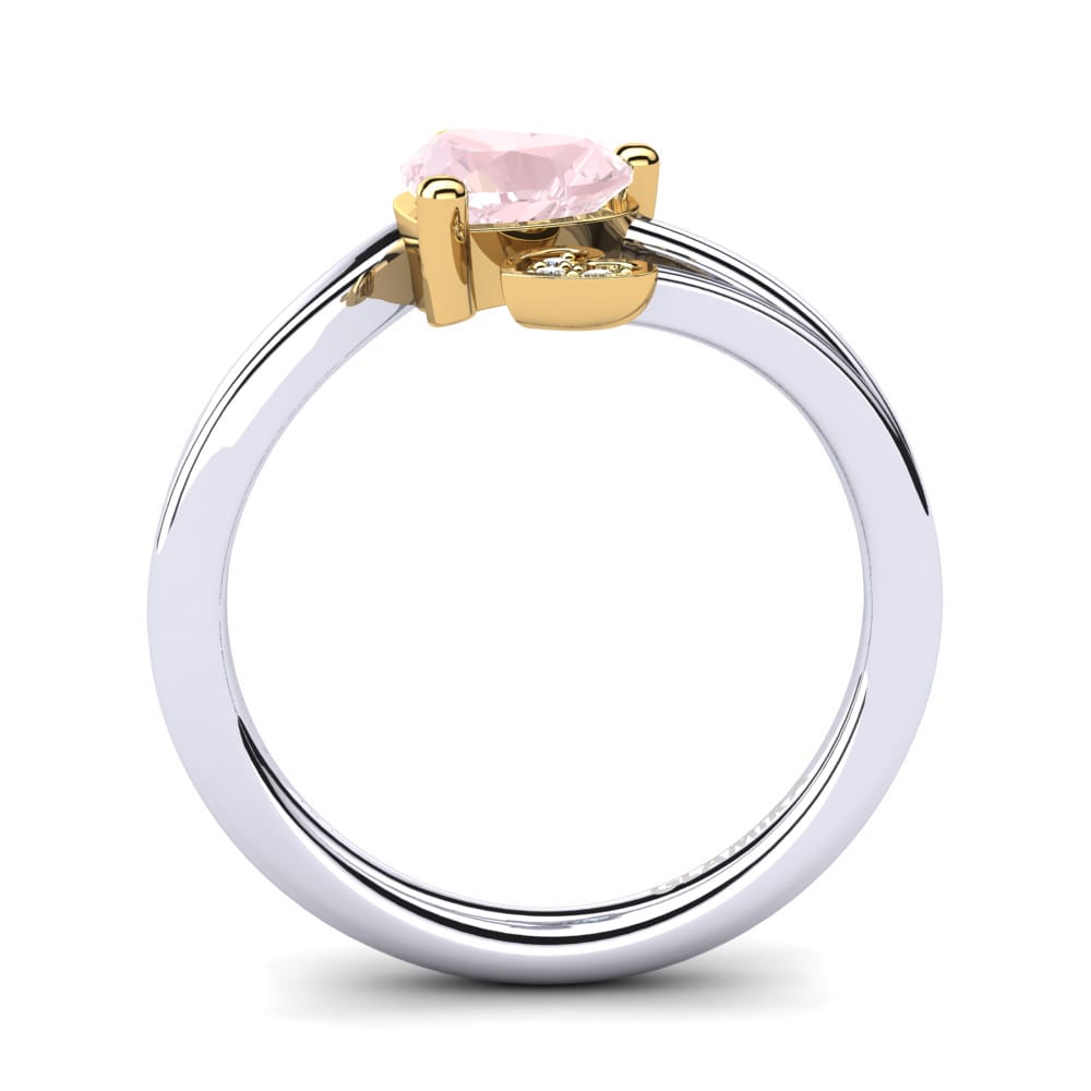 18ct White & Yellow Gold Rose Quartz Ring Clematis