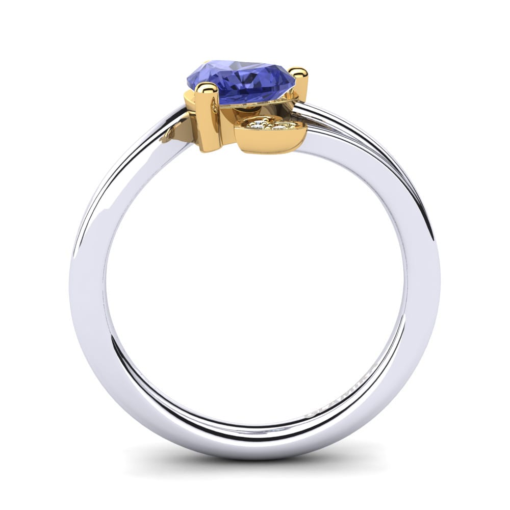 18ct White & Yellow Gold Tanzanite Ring Clematis