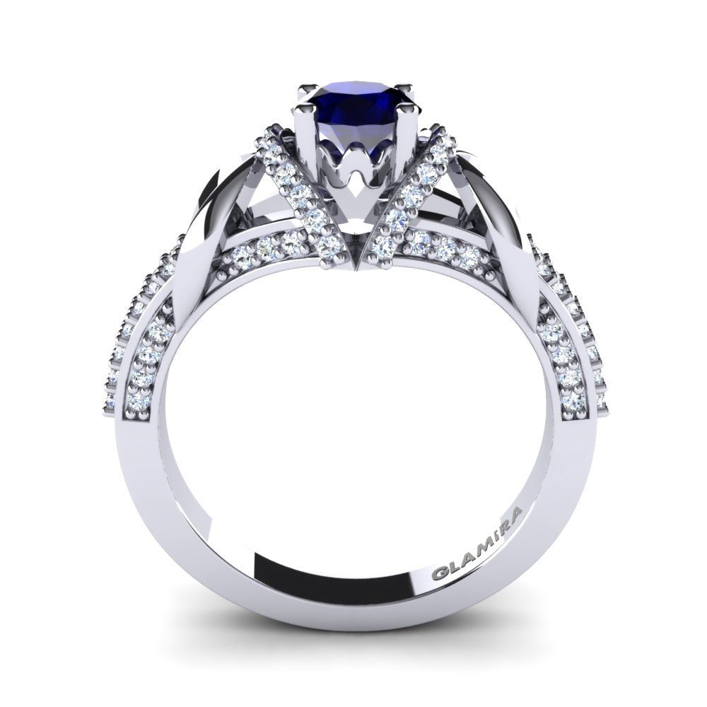 Dark Blue Zirconia Bridal Set Crinkly Ring A