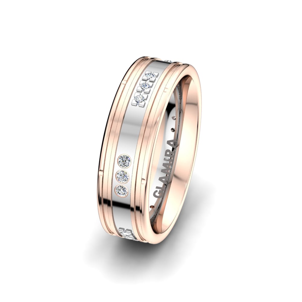 Anillo Boda Mujer Alluring Sunday 6 mm 14k Oro Rosa/Blanco