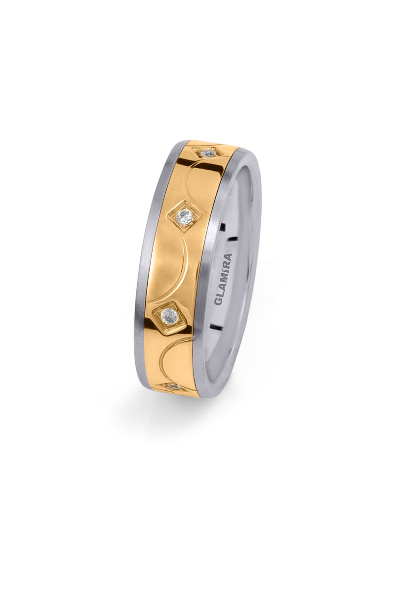 Edelstahl / Weiß-Gelbgold 585 Labor-gezüchteter Diamant Damen trauring Steely Circle