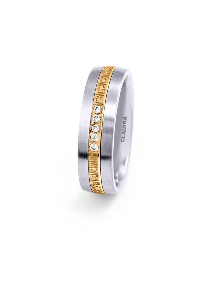 Edelstahl / Weiß-Gelbgold 585 Labor-gezüchteter Diamant Damen trauring Steely Dream