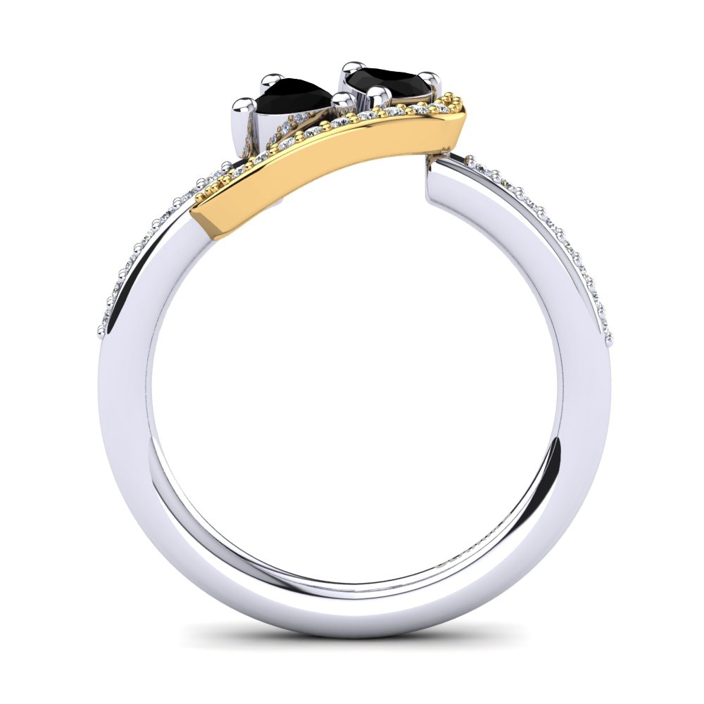 14ct White & Yellow Gold Black Onyx Ring Despoina