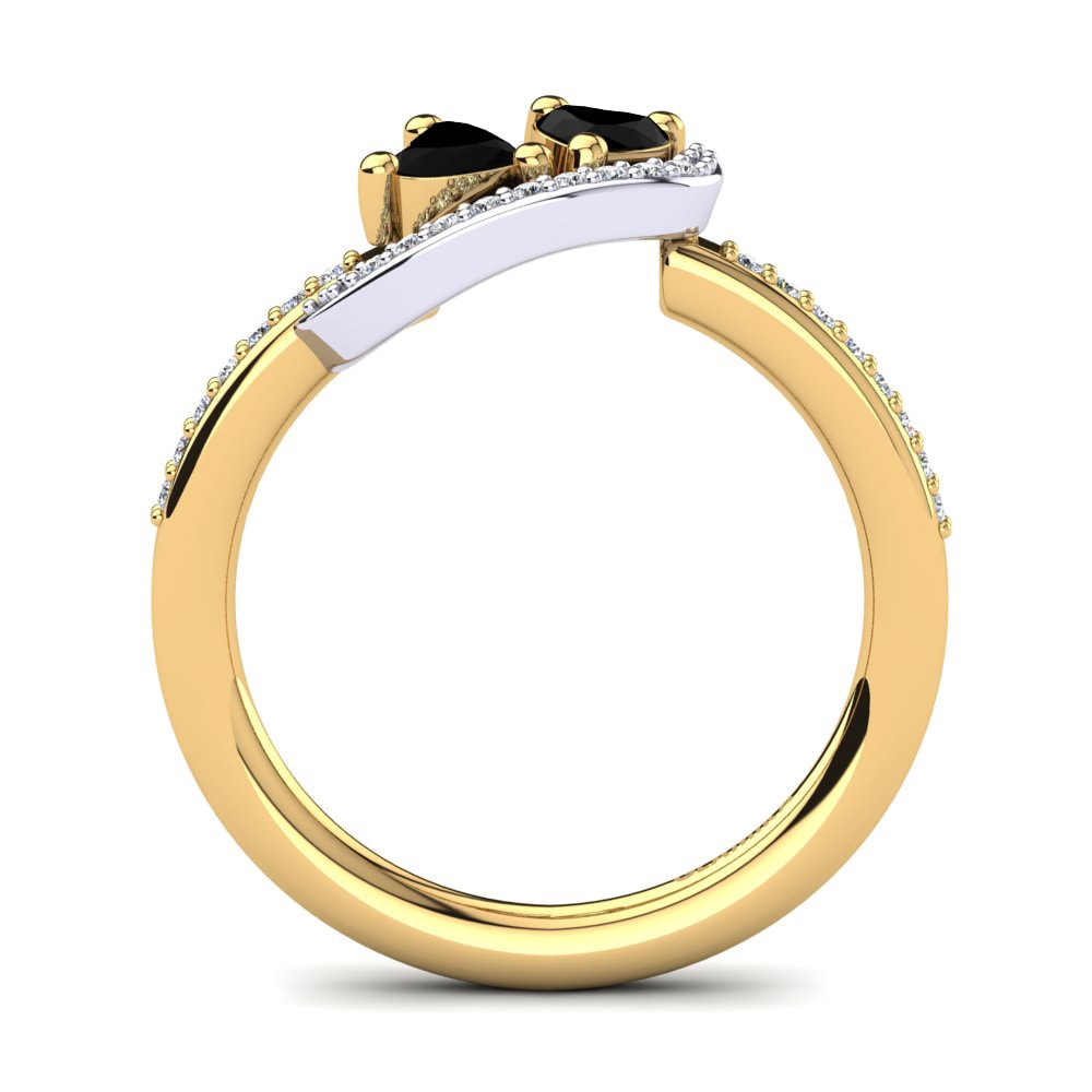 18ct Yellow & White Gold Black Diamond Ring Despoina