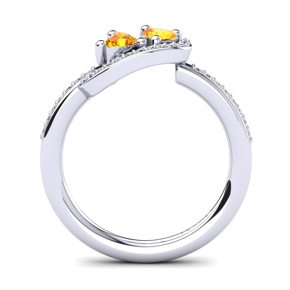 White Silver Citrine Ring Despoina