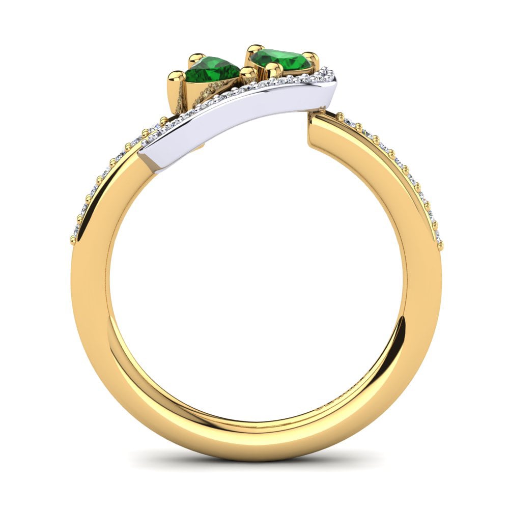 14ct Yellow & White Gold Emerald Ring Despoina