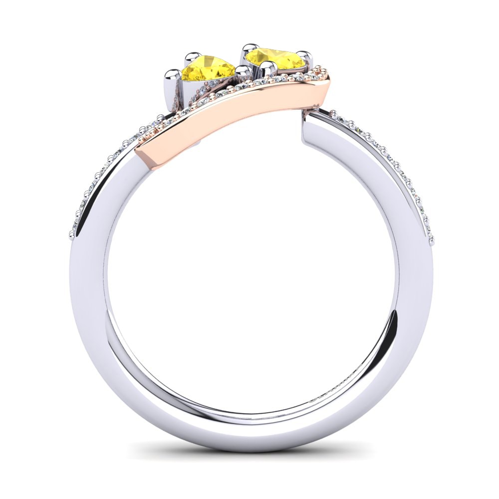 9ct White & Rose Gold Yellow Sapphire Ring Despoina