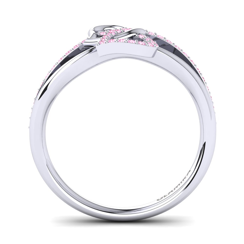 White Silver Pink Sapphire Ring Eadith