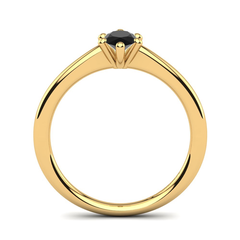 14ct Yellow Gold Black Onyx Women's Ring Egidia
