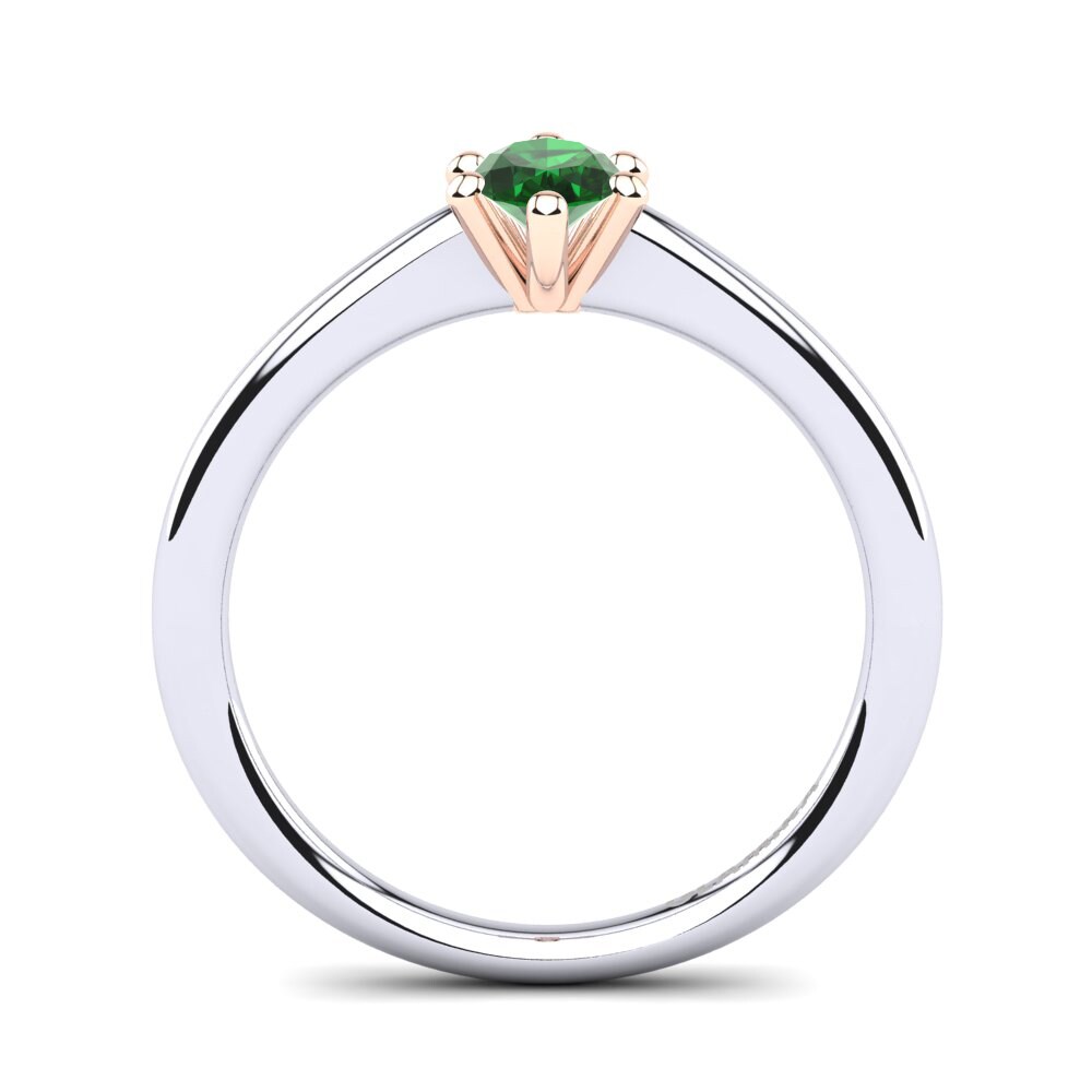 14ct White & Rose Gold Emerald Women's Ring Egidia