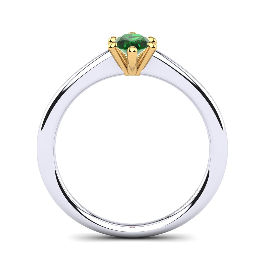 14ct White & Yellow Gold Emerald Women's Ring Egidia