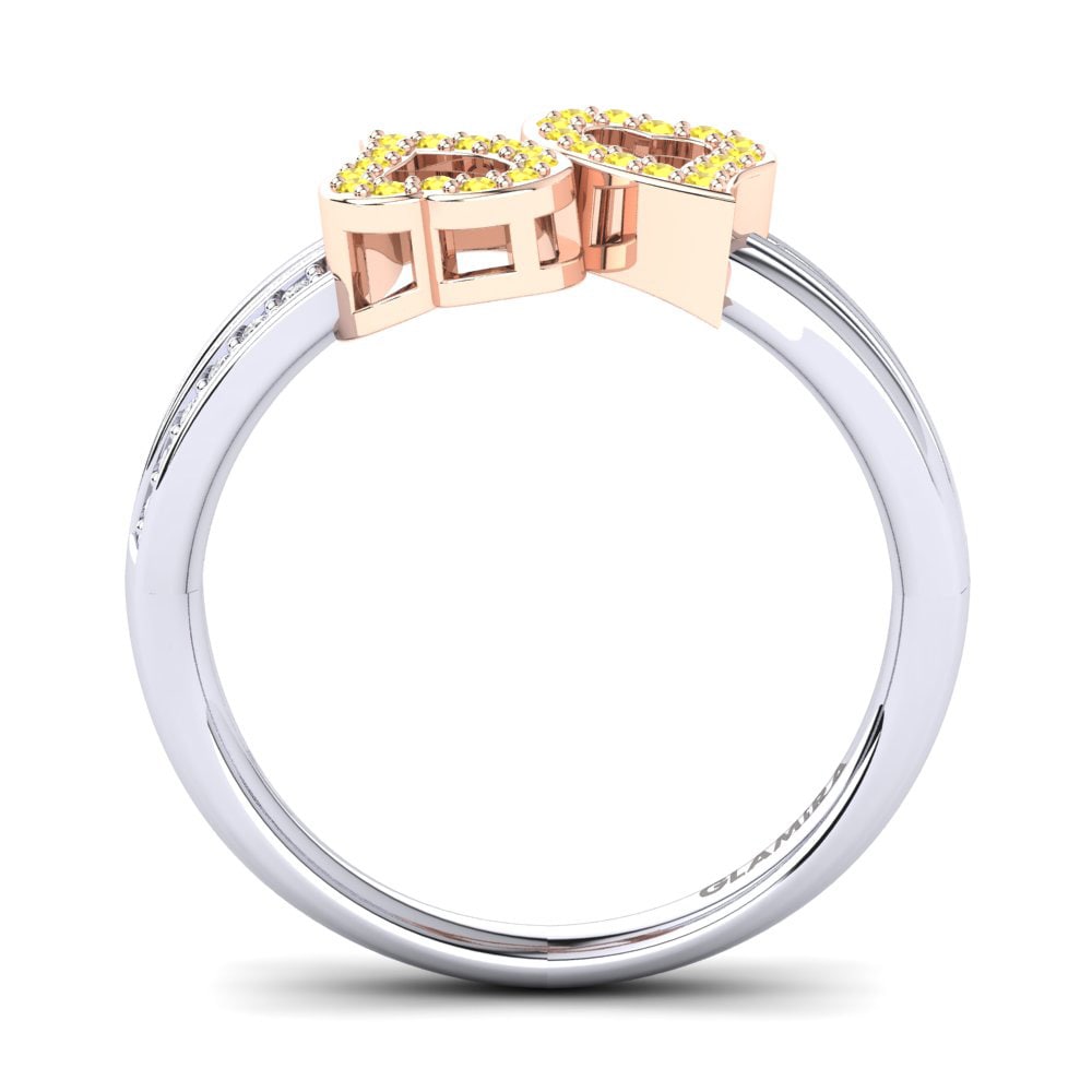 9ct White & Rose Gold Yellow Sapphire Ring Elithia
