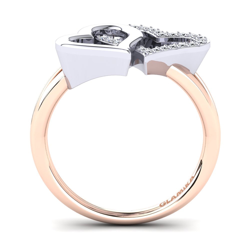 18ct White & Rose Gold White sapphire Ring Eliya