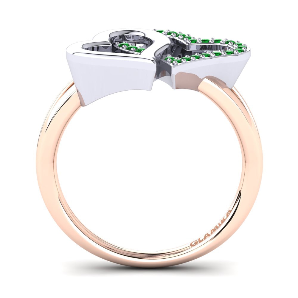 14ct White & Rose Gold Emerald Ring Eliya