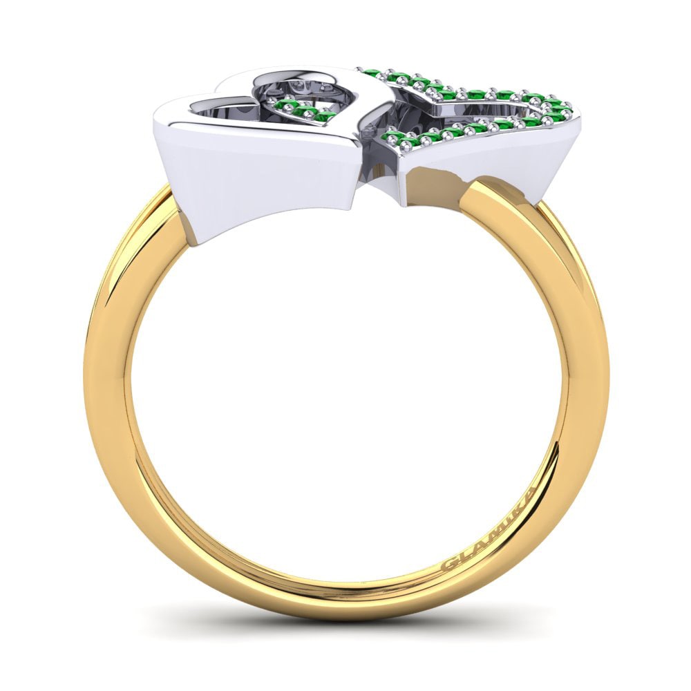 14ct White & Yellow Gold Emerald Ring Eliya