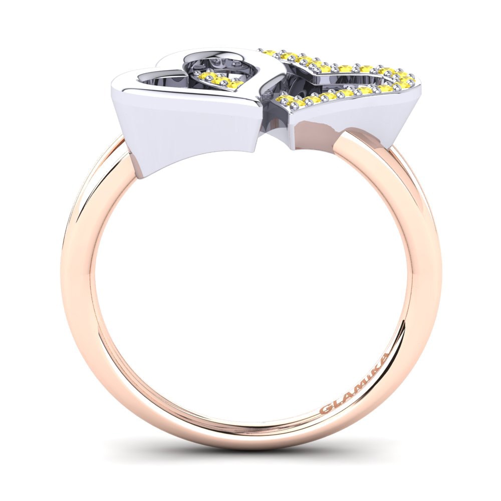9ct White & Rose Gold Yellow Sapphire Ring Eliya