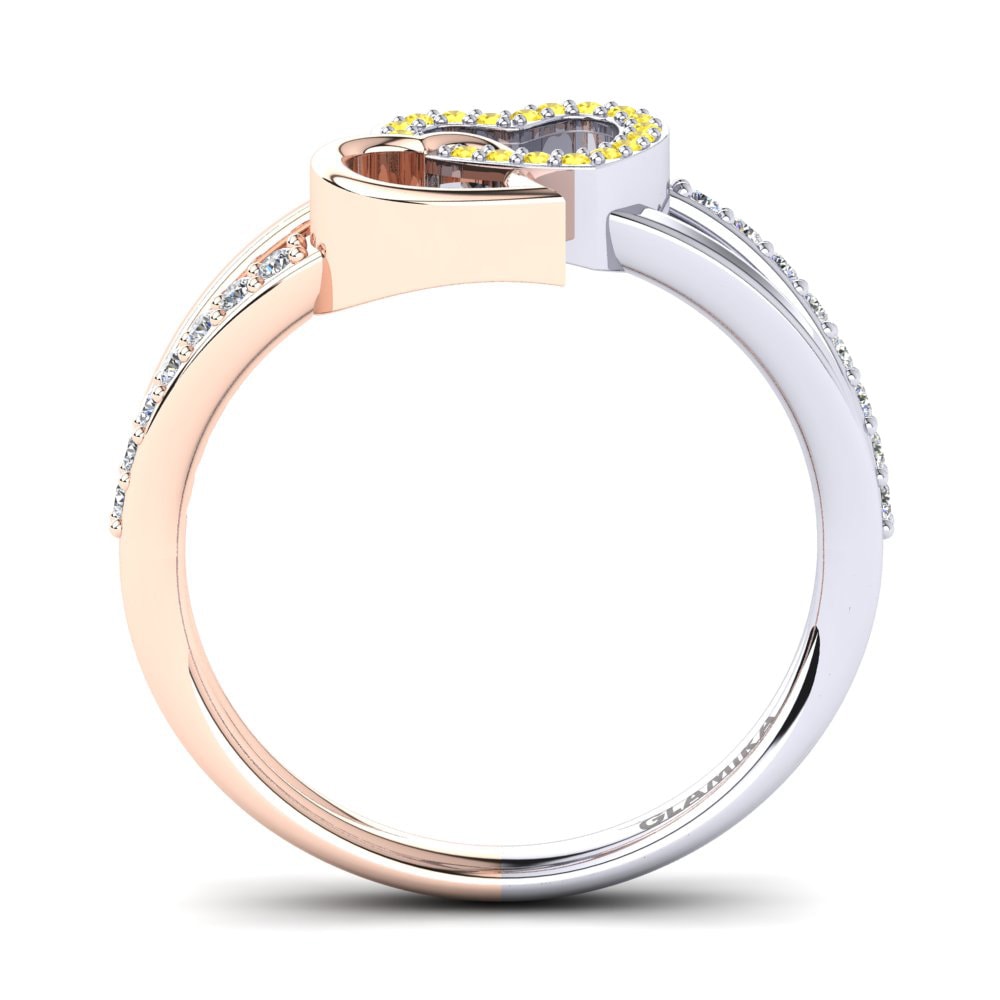 9ct White & Rose Gold Yellow Sapphire Ring Elladine