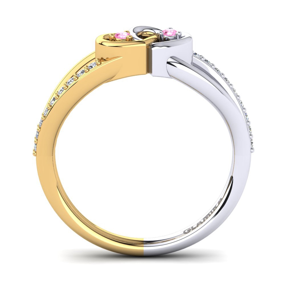 18ct Yellow & White Gold Pink Tourmaline Ring Ellamay