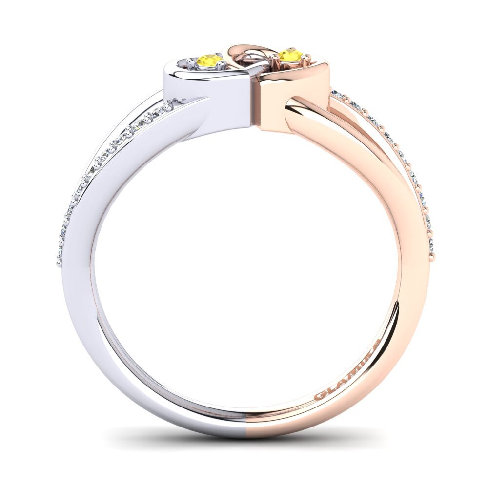 9ct White & Rose Gold Yellow Sapphire Ring Ellamay
