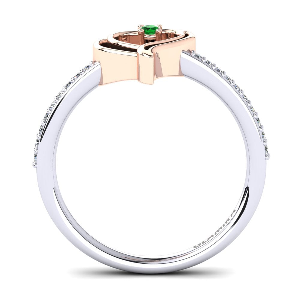 14ct White & Rose Gold Emerald Ring Ellane