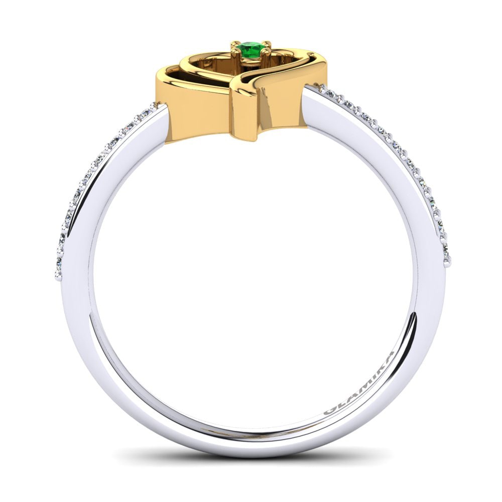 14ct White & Yellow Gold Emerald Ring Ellane