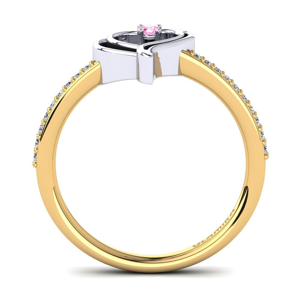 18ct Yellow & White Gold Pink Tourmaline Ring Ellane