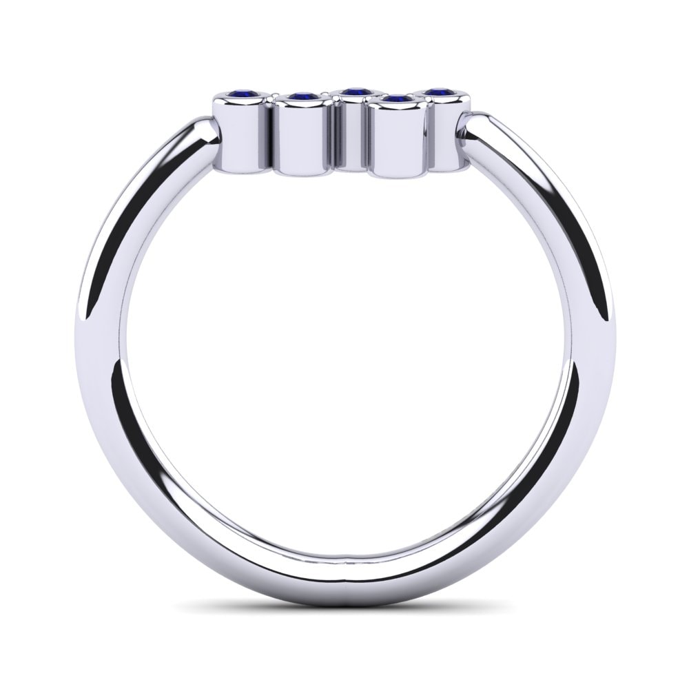 White Silver Dark Blue Zirconia Knuckle Ring Elzira