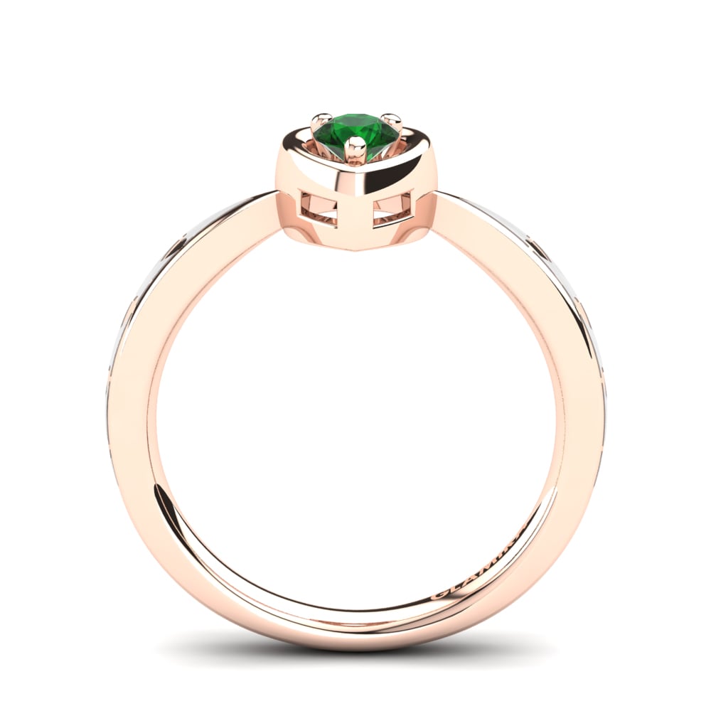 14ct Rose Gold Green Zirconia Ring Eugenia