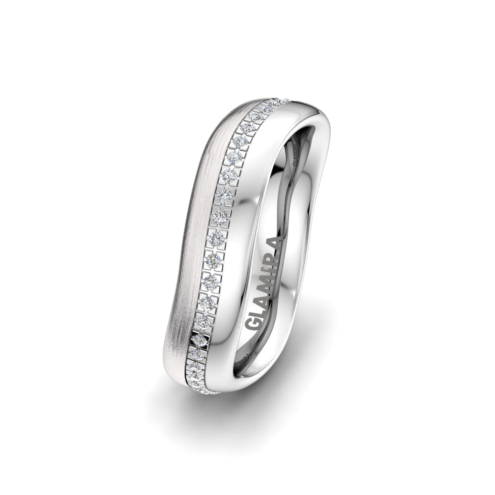White Silver Women's Wedding Ring Splendid Rose 5 mm
