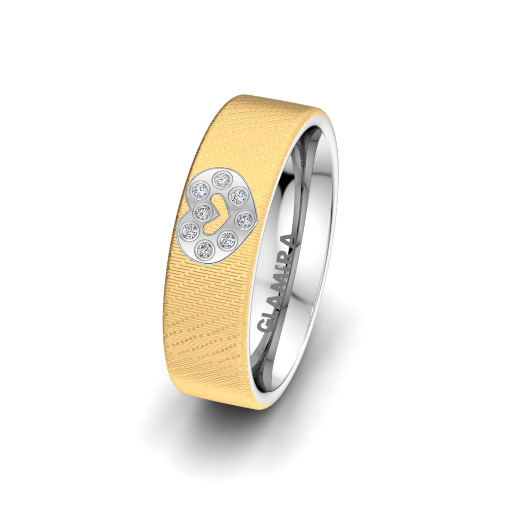 14k Oro Amarillo & Blanco Anillo de Pareja Wondrous Susan 6 mm