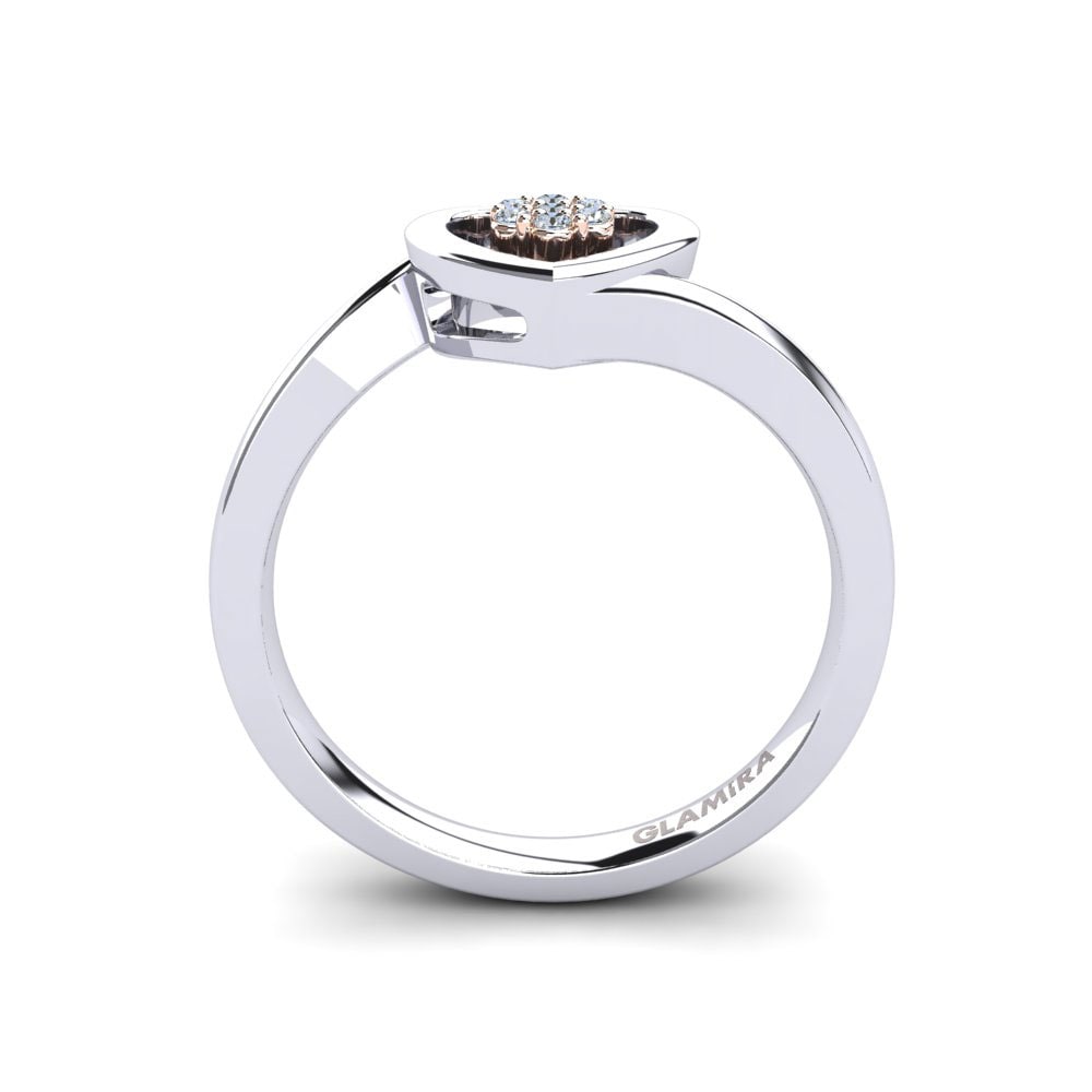 18ct White & Rose Gold White sapphire Ring Lily