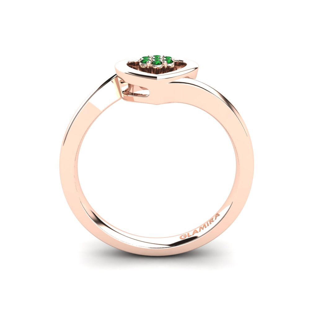 14ct Rose Gold Green Zirconia Ring Lily