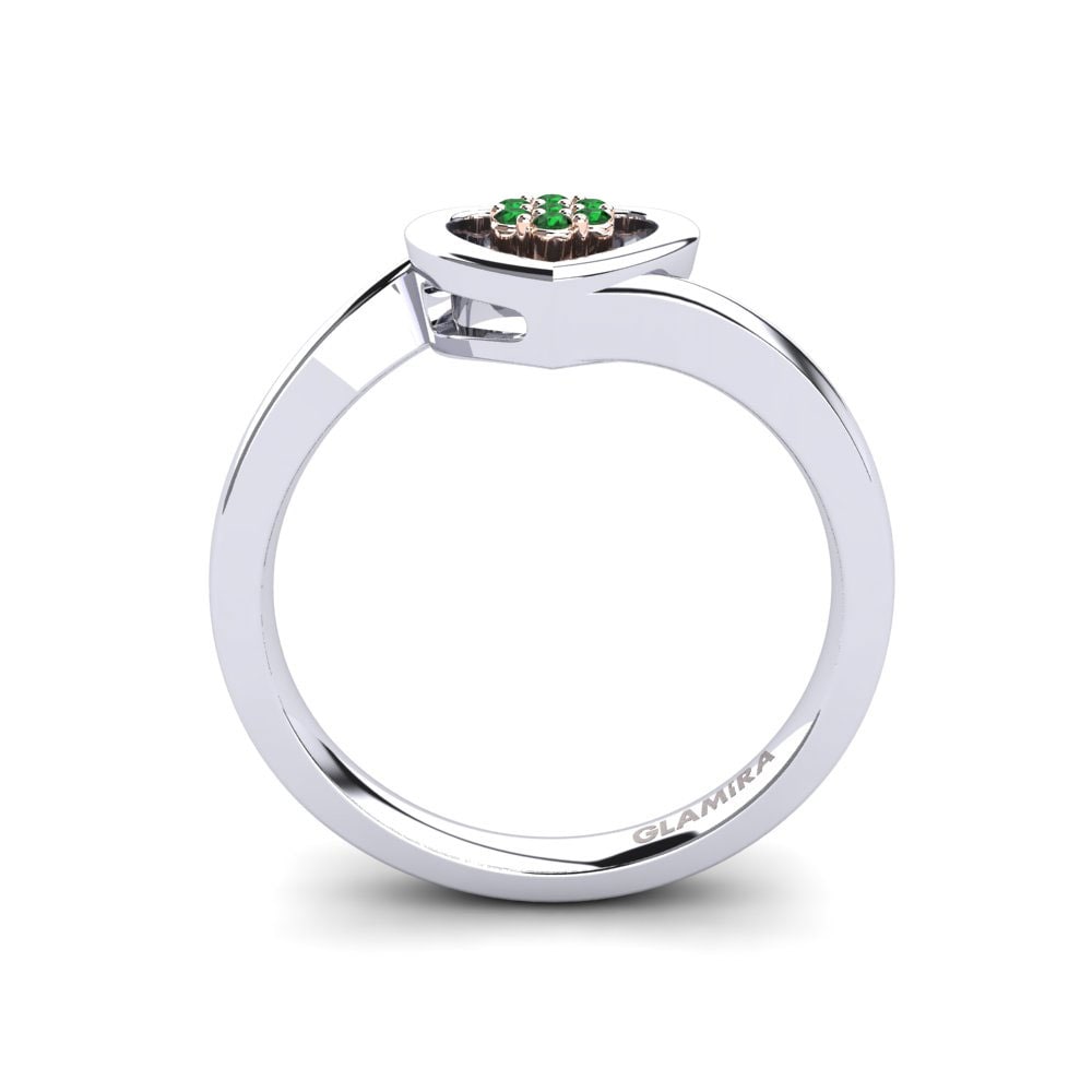 14ct White & Rose Gold Emerald Ring Lily