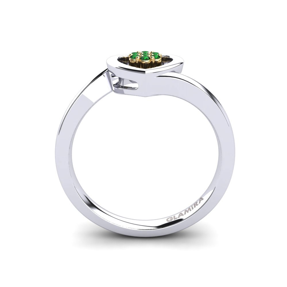 14ct White & Yellow Gold Emerald Ring Lily