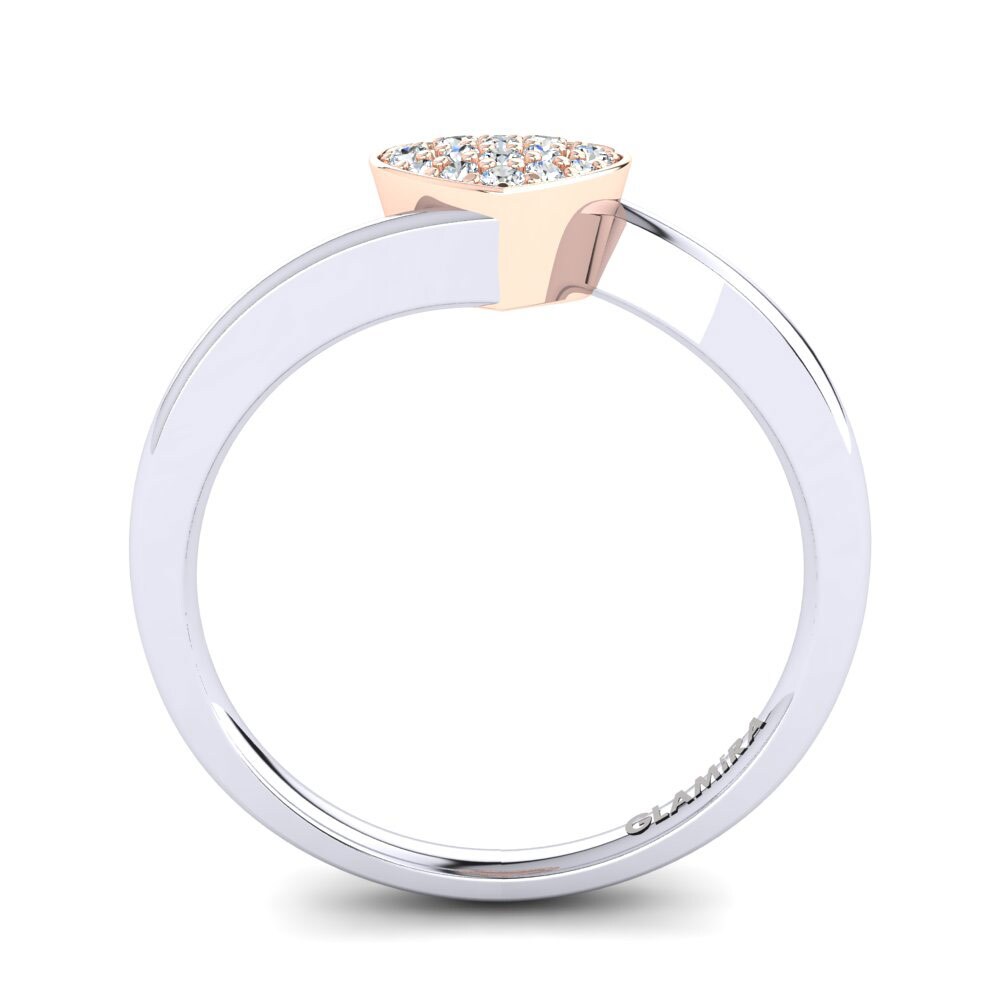 18ct White & Rose Gold White sapphire Ring Zoe