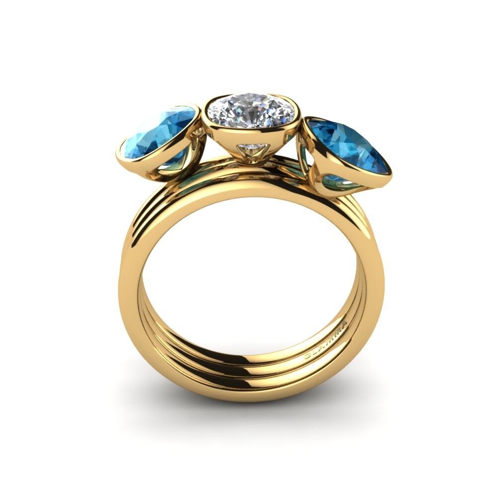 9ct Yellow Gold Blue Topaz Ring Adhara