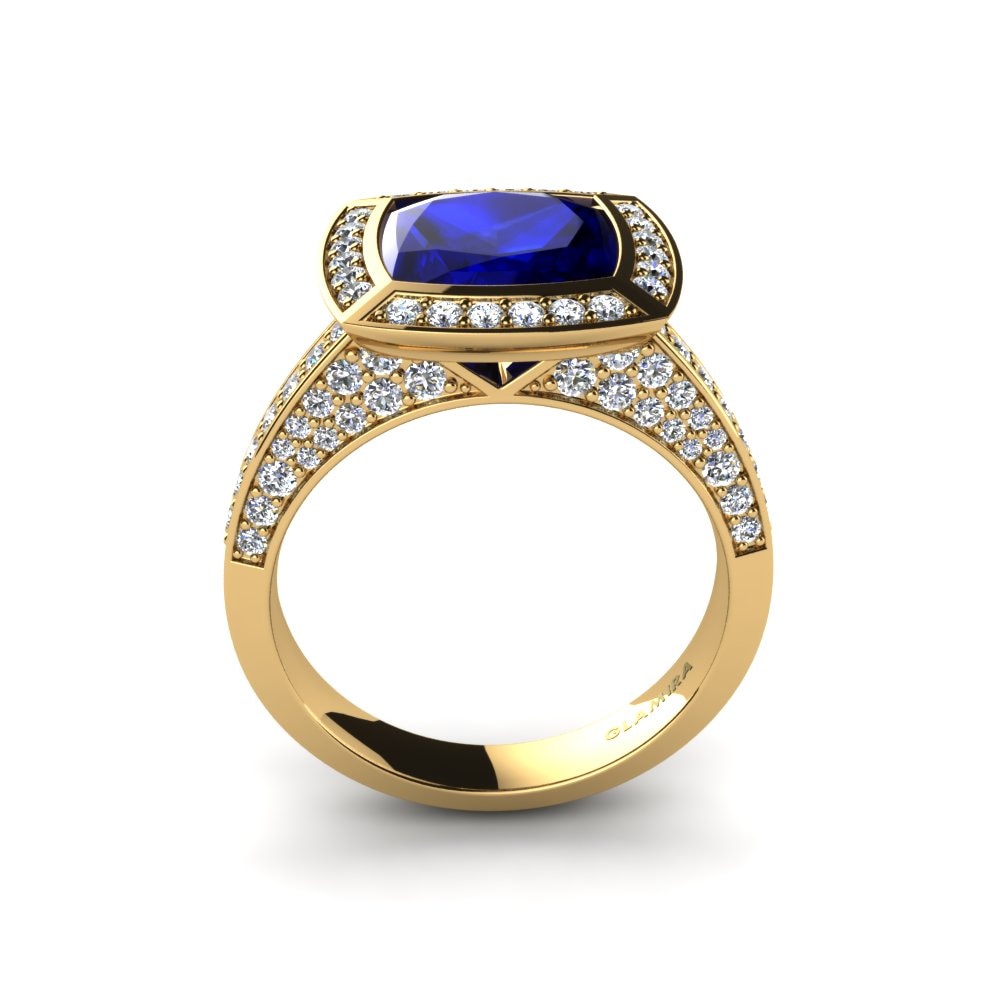 14k Oro Amarillo Safiro (Creado en Laboratorio) Anillo de compromiso Shelby